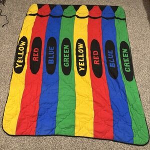 VTG Crayola Crayon Box Shaped Twin Comforter RARE - 82"X62"